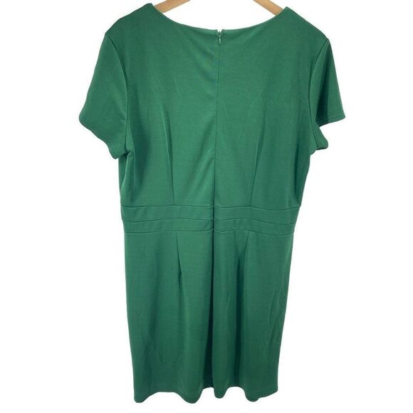 Acevog Womens Shift Dress Knee Length Pleated Cotton Stretch Green XXL - Picture 7 of 13